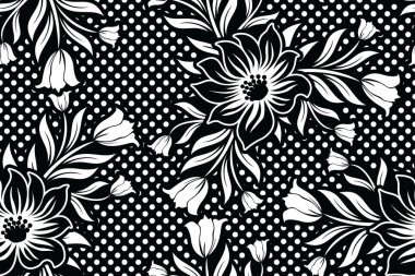 Çiçekli vektör illüstrasyonlu kusursuz desen, Tropikal batik motif