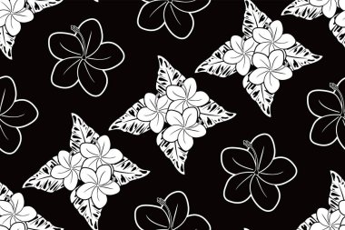 Çiçekli vektör illüstrasyonlu kusursuz desen, Tropikal batik motif