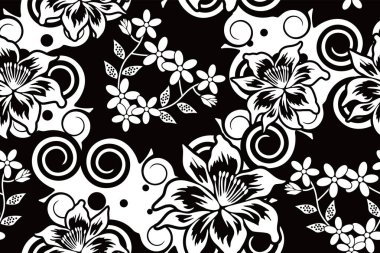 Çiçekli vektör illüstrasyonlu kusursuz desen, Tropikal batik motif