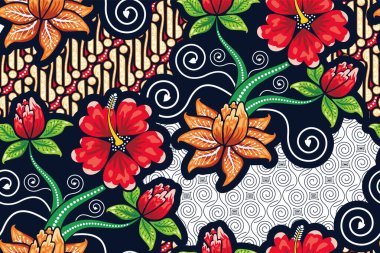Kusursuz desenli çiçek taşıyıcısı, batik süsü, Endonezya batik motifli.