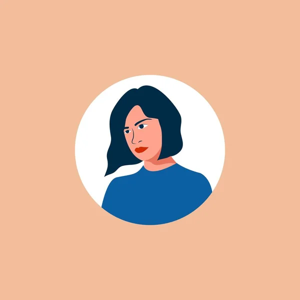 Rundes Profilbild Eines Weiblichen Avatars Für Soziale Netzwerke Mit Halbkreis — Stockvektor