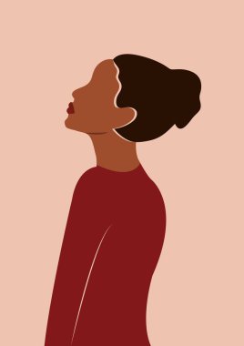 Güzel bir kadın portresi. Vektör düz çizim. Sosyal ağlar için Görseller. Vektör düz resimleme.