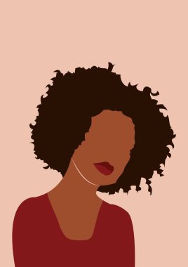 Güzel bir kadın portresi. Vektör düz çizim. Sosyal ağlar için Görseller. Vektör düz resimleme.