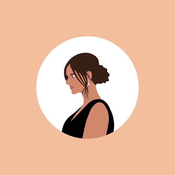 Okrągły Profil Kobiecego Awatara Dla Portali Społecznościowych Półokręgiem Moda Piękno — Wektor stockowy
