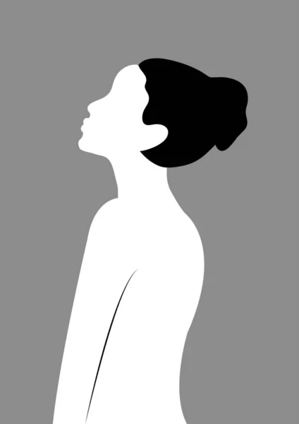 Silhouette Profile Image Female Avatar Social Networks Fashion Beauty Black — Stock Vector