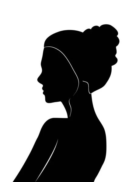 Silhouette Profilbild Von Weiblichen Avatar Für Soziale Netzwerke Mode Und — Stockvektor