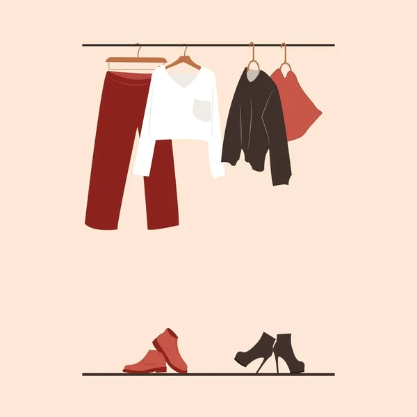 Moda Ubrania Wektor Płaska Ilustracja Kolekcja Modnej Odzieży Wakacje Kolorowe — Wektor stockowy