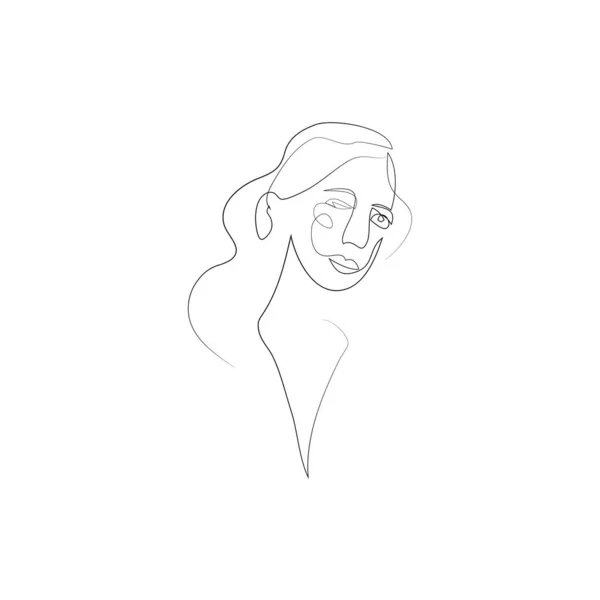 Лица Женщин Одном Стиле Искусства Белом Изолированном Фоне Линейное Искусство — стоковый вектор