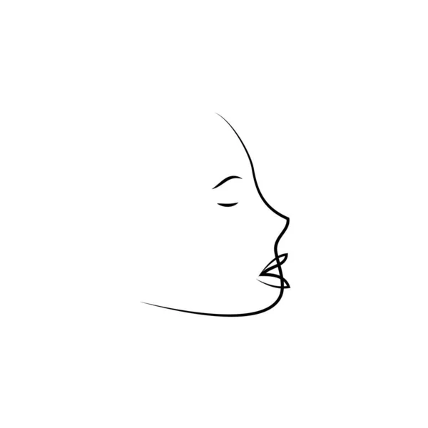 Visages Femmes Dans Style Art Ligne Sur Fond Blanc Isolé — Image vectorielle