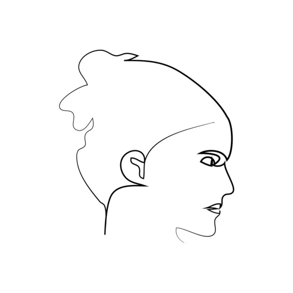 Women Faces One Line Art Style White Isolated Background Line — Stock Vector