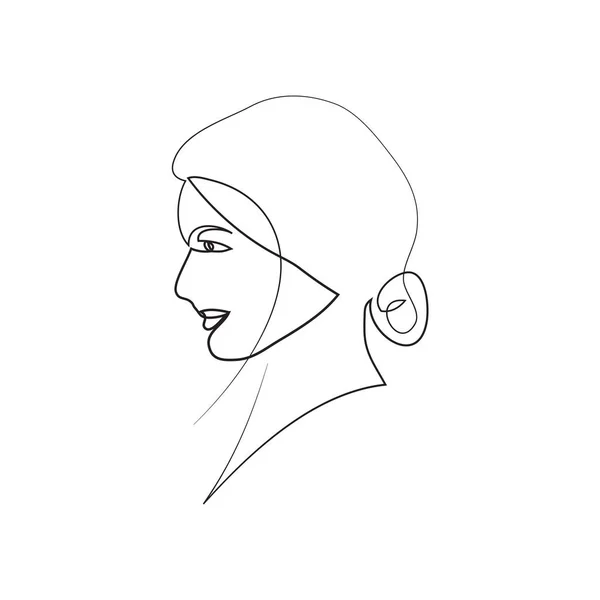 Жіночі Обличчя Одному Стилі Лінії Мистецтва Білому Ізольованому Тлі Лінійне — стоковий вектор