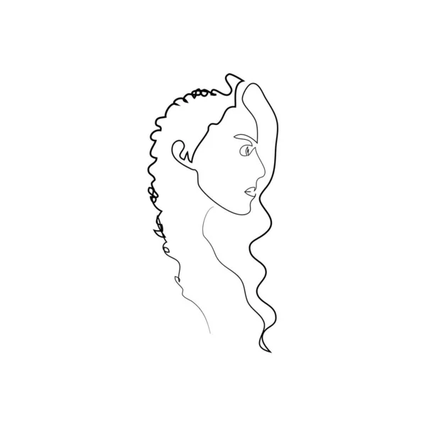 Жіночі Обличчя Одному Стилі Лінії Мистецтва Білому Ізольованому Тлі Лінійне — стоковий вектор