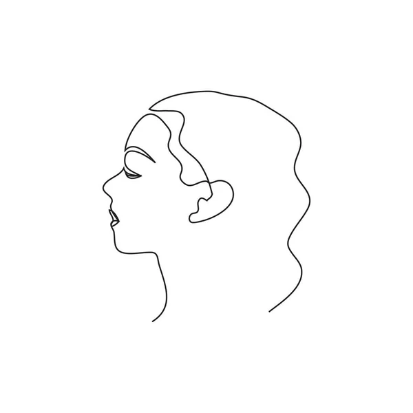 白い隔離された背景に1行のアートスタイルの女性の顔 タトゥー ポスター テキスタイル カードなどのためのエレガントなスタイルでラインアート 美しい女性の顔ベクトルイラスト — ストックベクタ