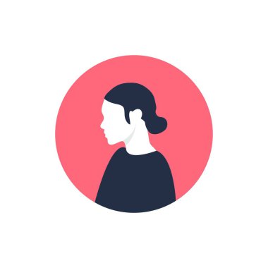 Sosyal ağlar için yarım daireli kadın avatarın yuvarlak profili. Moda ve güzellik. Moda biçiminde parlak vektör illüstrasyonu.