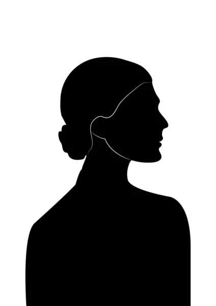 Силуэт Профиля Изображения Женского Аватара Социальных Сетей Мода Красота Чёрно — стоковый вектор