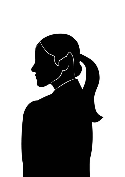 Silhouetteプロフィール画像の女性のアバター用ソーシャルネットワーク ファッションと美しさ 黒白ベクトルイラスト — ストックベクタ