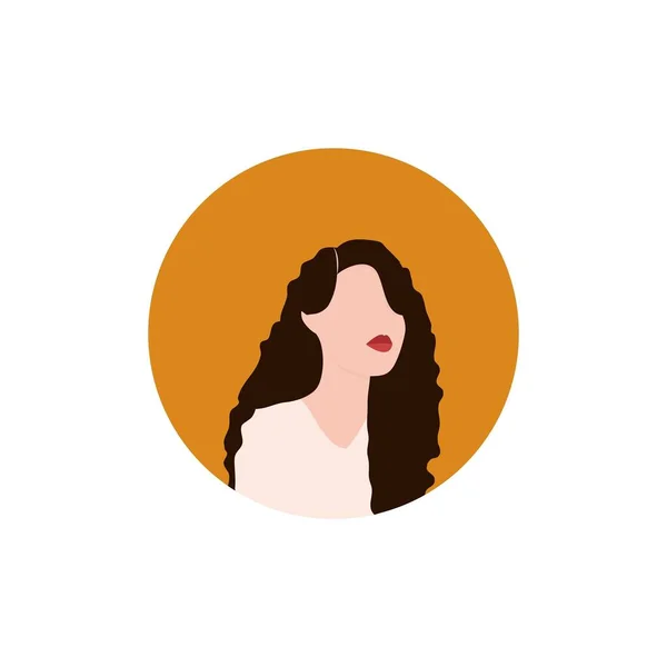 Rundes Profilbild Eines Weiblichen Avatars Für Soziale Netzwerke Mit Halbkreis — Stockvektor