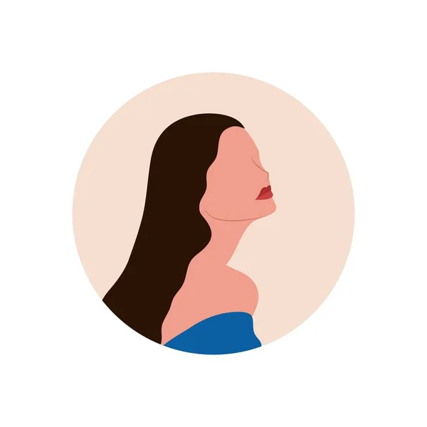Image Profil Rond Avatar Féminin Pour Les Réseaux Sociaux Avec — Image vectorielle