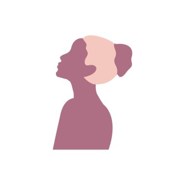 Yarı vücut güzel kadın renkli portresi. Sosyal ağlar için Görseller. Düz biçimli vektör illüstrasyonu.