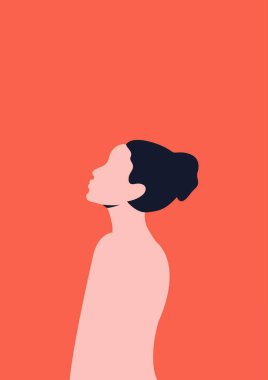 Yüz silueti vektör illüstrasyonlu saç modelli kadın kampanyası afişi tasarımı.