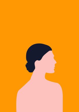 Yüz silueti vektör illüstrasyonlu saç modelli kadın kampanyası afişi tasarımı.