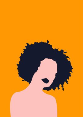 Yüz silueti vektör illüstrasyonlu saç modelli kadın kampanyası afişi tasarımı.