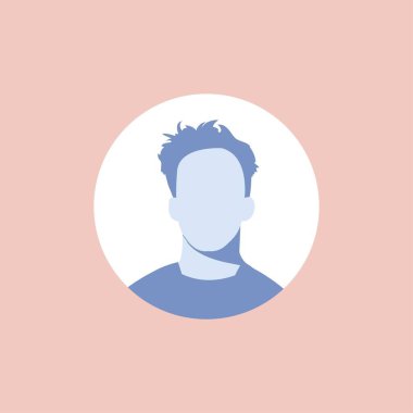 Round profile image of male avatar for social networks with half circle. Fashion vector. Bright vector illustration in trendy style.