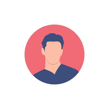 Round profile image of male avatar for social networks with half circle. Fashion vector. Bright vector illustration in trendy style.