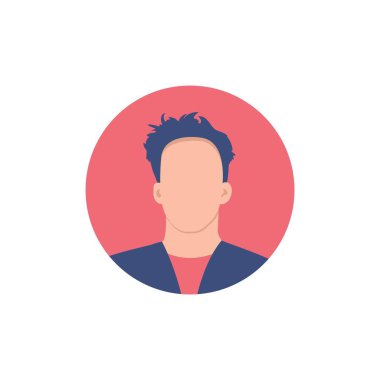 Round profile image of male avatar for social networks with half circle. Fashion vector. Bright vector illustration in trendy style.