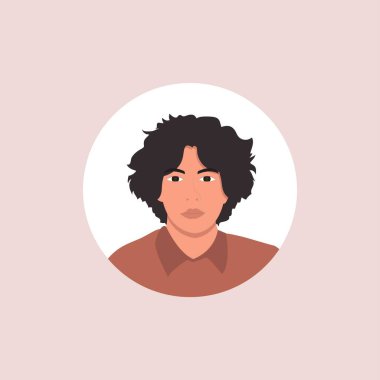 Profile image of male avatar for social networks with half circle. Fashion vector. Bright vector illustration in trendy style.