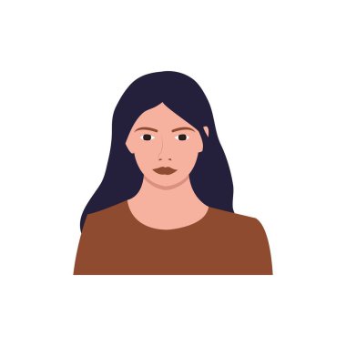 Profile image of female avatar for social networks with half circle. Fashion vector. Bright vector illustration in trendy style.