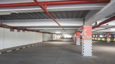 Airport basement parking lot. Indoor building.