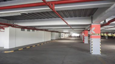Airport basement parking lot. Indoor building.