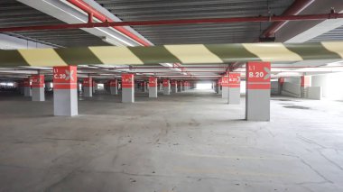 Airport basement parking lot. Indoor building.