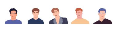 Set of avatars of men in flat style. Vector illustration.