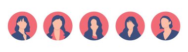Set of avatars of women with different hairstyles. Vector illustration