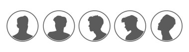 Set of men avatars in flat style. Vector illustration. Male faces.