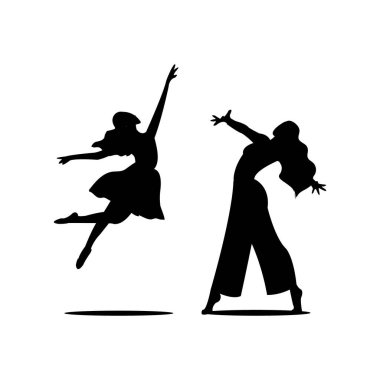 Ballet dancers silhouettes isolated on white background. Vector illustration.