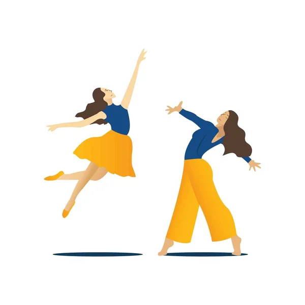 Ballerina Yellow Skirt Pointe Shoes Vector Illustration — Stockvector