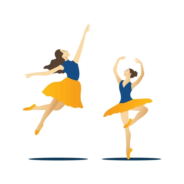 Ballerina Yellow Skirt Pointe Shoes Vector Illustration — стоковый вектор