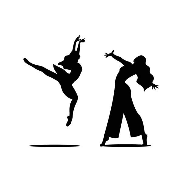 Ballet Dancers Silhouettes Isolated White Background Vector Illustration — Vector de stock