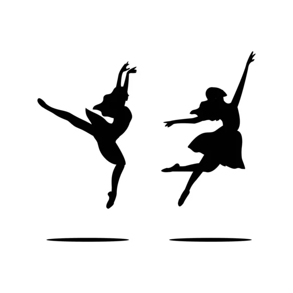 Balletttänzer Silhouetten Isoliert Auf Weißem Hintergrund Vektorillustration — Stockvektor