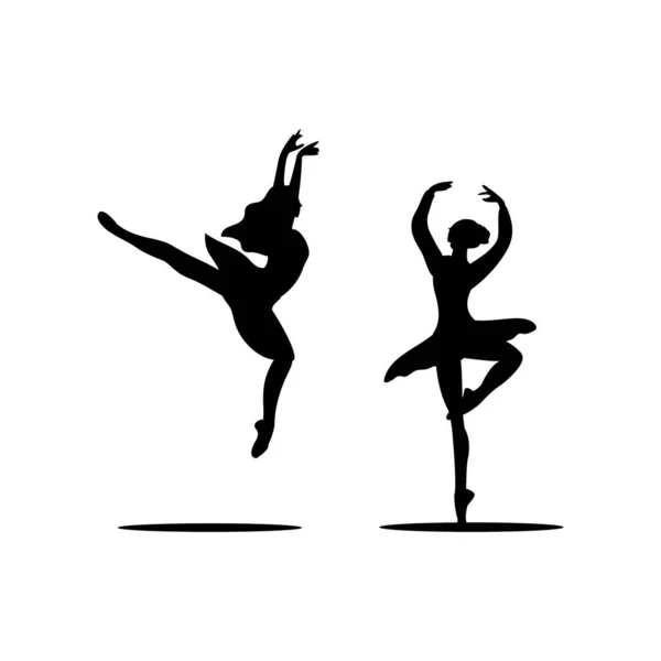 Ballet Dancers Silhouettes Isolated White Background Vector Illustration — Stockvector