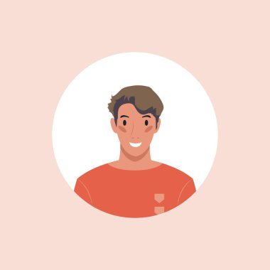 Yarım daireli sosyal ağlar için insan avatarının profil resmi. Moda vektörü. Moda biçiminde parlak vektör illüstrasyonu.