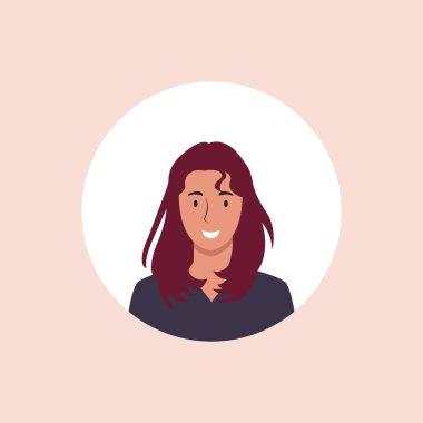 Sosyal ağlar için yarım daireli kadın avatarının profil resmi. Moda vektörü. Moda biçiminde parlak vektör illüstrasyonu.