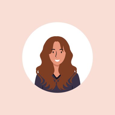 Sosyal ağlar için yarım daireli kadın avatarının profil resmi. Moda vektörü. Moda biçiminde parlak vektör illüstrasyonu.