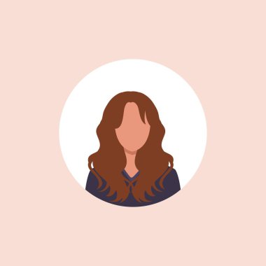 Sosyal ağlar için yarım daireli kadın avatarının profil resmi. Moda vektörü. Moda biçiminde parlak vektör illüstrasyonu.