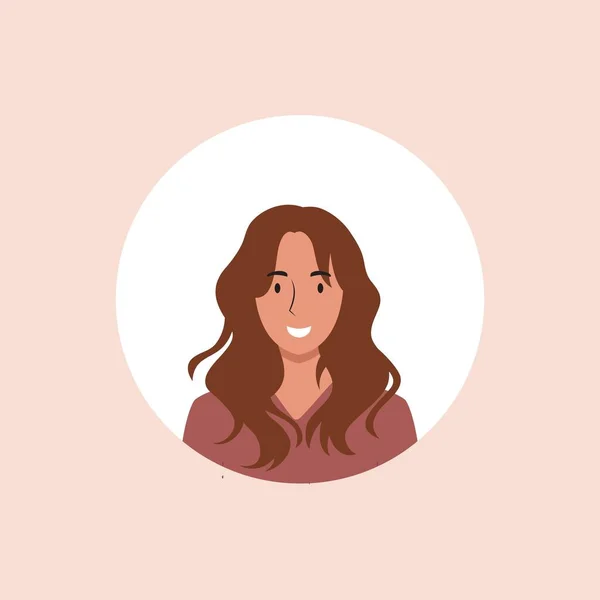 Profilbild Einer Avatarfrau Für Soziale Netzwerke Mit Halbkreis Modevektor Helle — Stockvektor