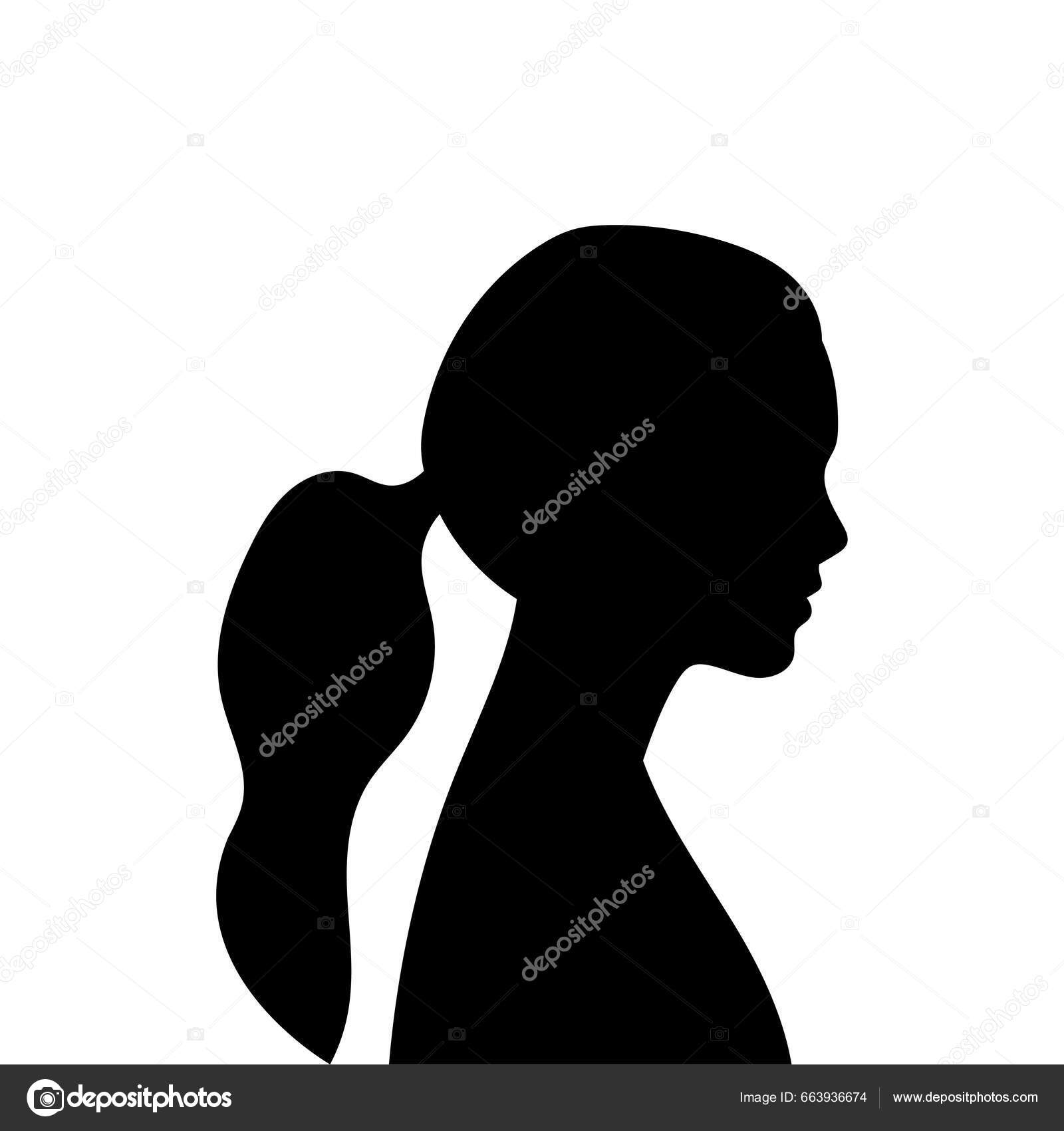 White profile silhouette of young girl or woman Vector Image