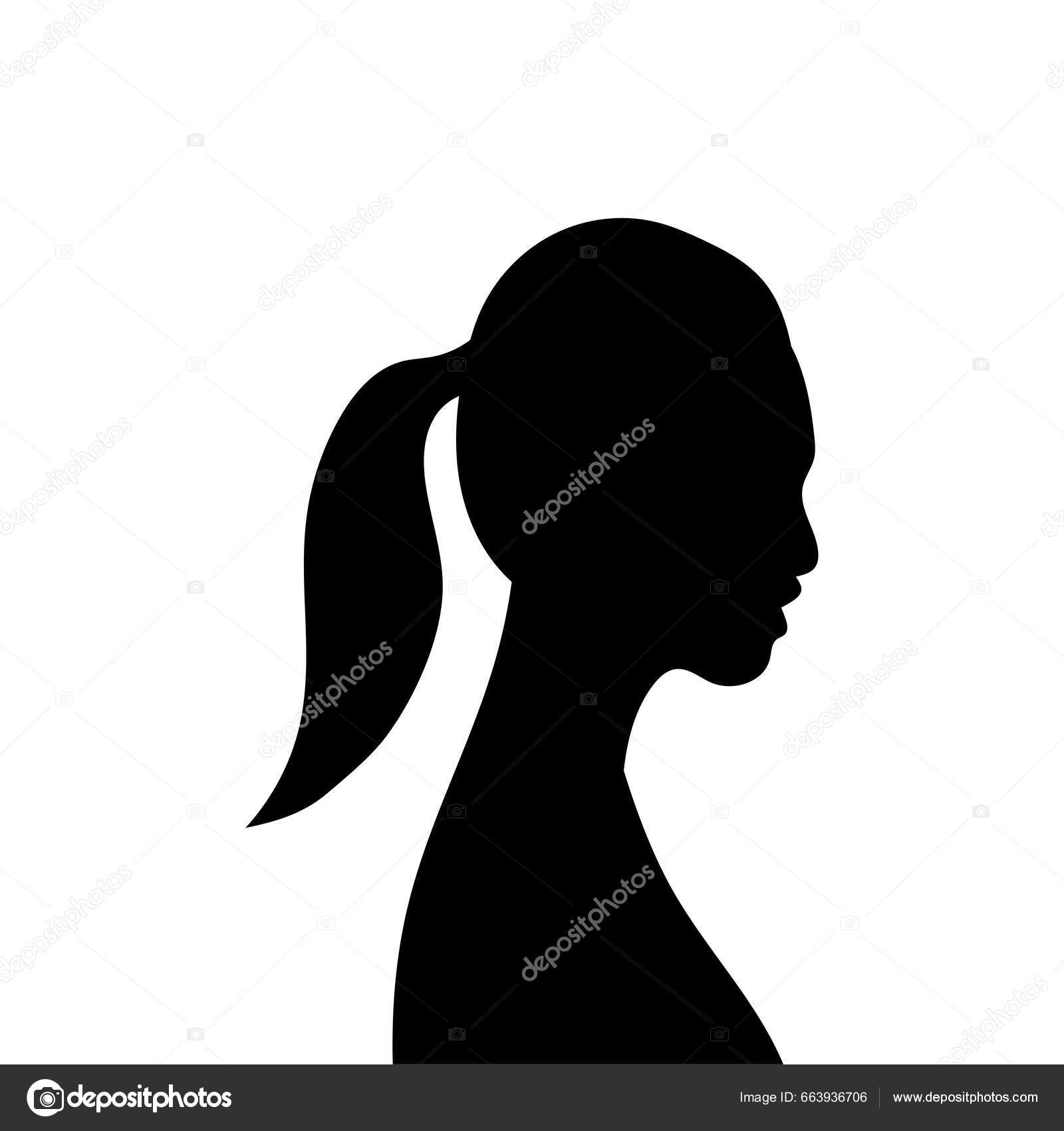 White profile silhouette of young girl or woman Vector Image